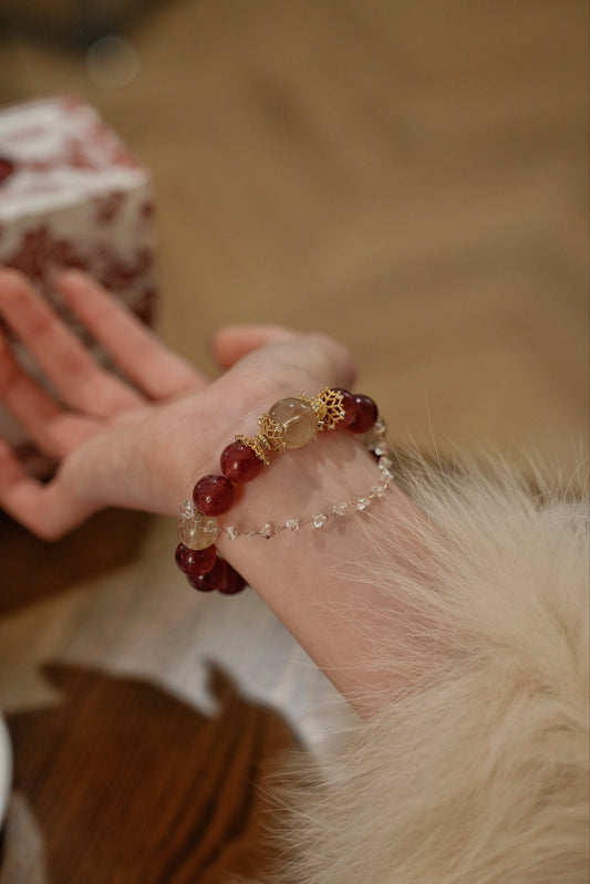 Bracelet｜"Colorful Candy" Strawberry Quartz & Citrine for Love & Wealth