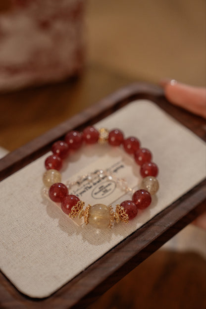 Bracelet｜"Colorful Candy" Strawberry Quartz & Citrine for Love & Wealth