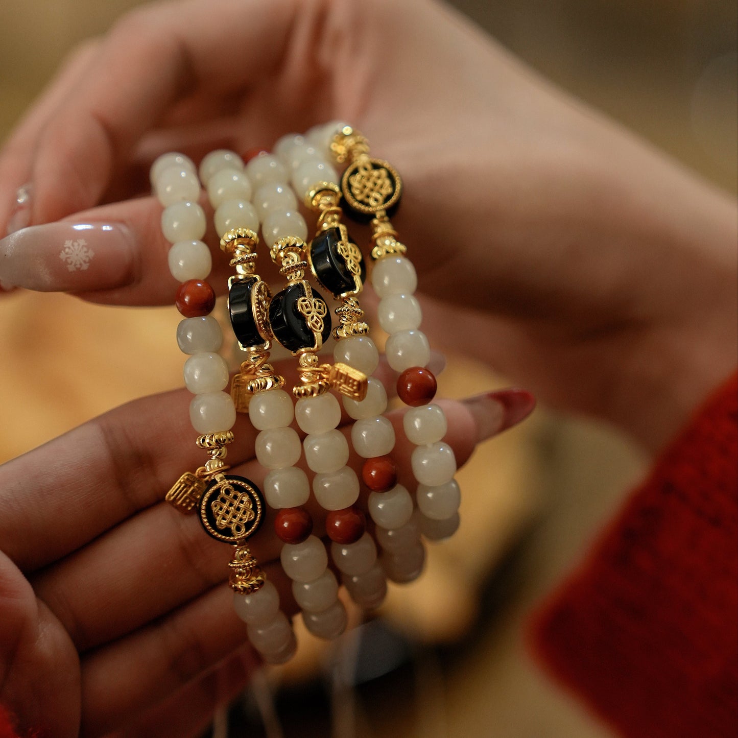 Bracelet｜"Wealth & Blessing" Hetian Jade & Black Agate for Prosperity & Harmony