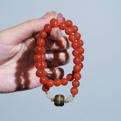 Double-wrap Bracelet｜"Blazing Passion" Red Agate & Agarwood for Vitality & Protection