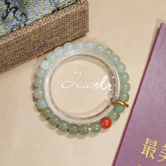 Bracelet｜"Spring Sun Awakening" Hetian Jade & Red Agate for Peace & Prosperity