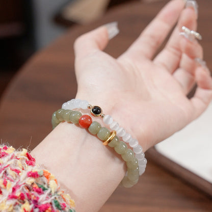 Bracelet｜"Spring Sun Awakening" Hetian Jade & Red Agate for Peace & Prosperity