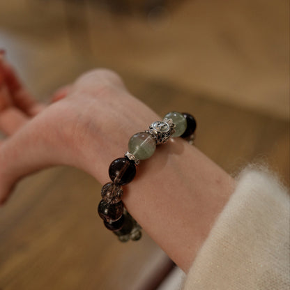 「Aquarius」Bracelet｜Green Crystals & Black Gold Super Seven for Positive Energy, Courage & Vitality