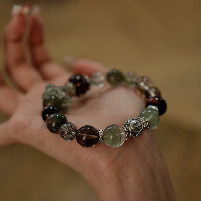 「Aquarius」Bracelet｜Green Crystals & Black Gold Super Seven for Positive Energy, Courage & Vitality
