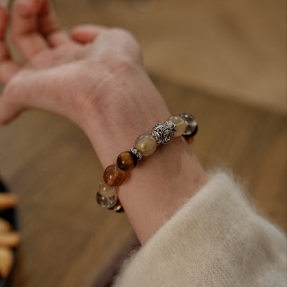 「Pisces」Bracelet｜Golden Sheen Obsidian & Golden Hair Quartz for Wealth, Protection & Abundance