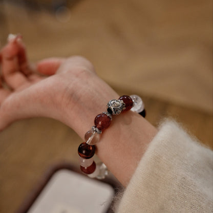 「Aries」Bracelet｜Red Tiger's Eye & Strawberry Quartz for Good Luck, Sweet Relationship & Elegant Charm