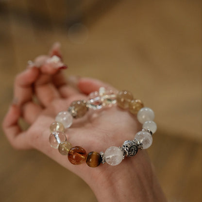 「Leo」Bracelet｜Gold Hair Quartz & Sunstone for Leadership, Success & Prosperity