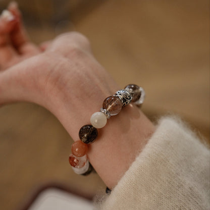 「Scorpio」Bracelet｜Green Tourmaline & Black Gold Super Seven for Strength & Career Growth