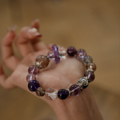 「Capricorn」Bracelet｜Black Gold Super Seven & Amethyst for Focus, Ambition & Smooth Sailing