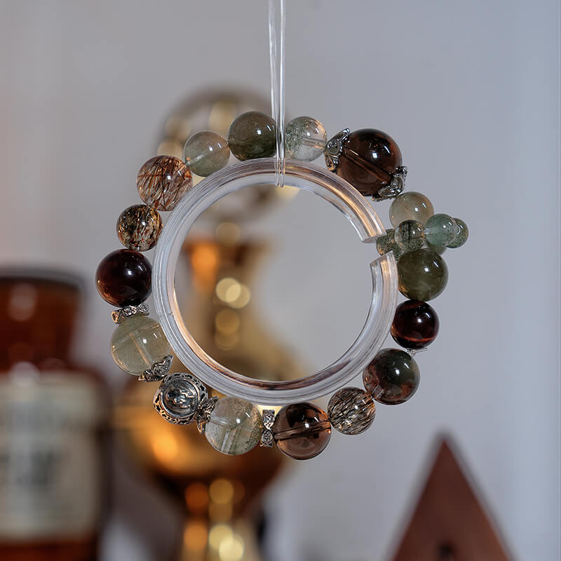 「Aquarius」Bracelet｜Green Crystals & Black Gold Super Seven for Positive Energy, Courage & Vitality