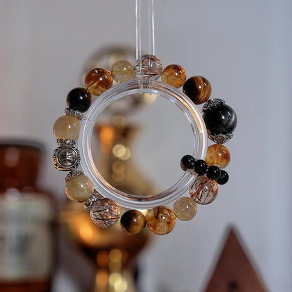 「Pisces」Bracelet｜Golden Sheen Obsidian & Golden Hair Quartz for Wealth, Protection & Abundance
