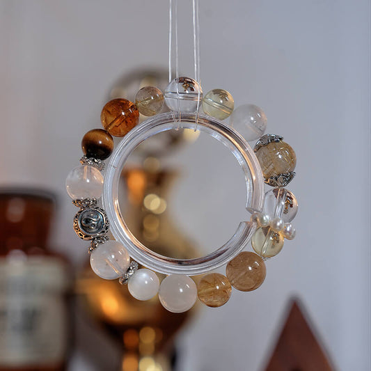 「Leo」Bracelet｜Gold Hair Quartz & Sunstone for Leadership, Success & Prosperity