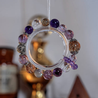 「Capricorn」Bracelet｜Black Gold Super Seven & Amethyst for Focus, Ambition & Smooth Sailing
