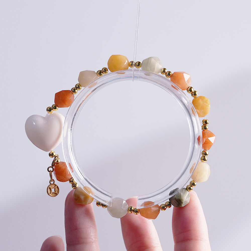 Bracelet｜"Florence Blessing" Faceted Beads & Deer Bone for Wealth, Luck & Longevity