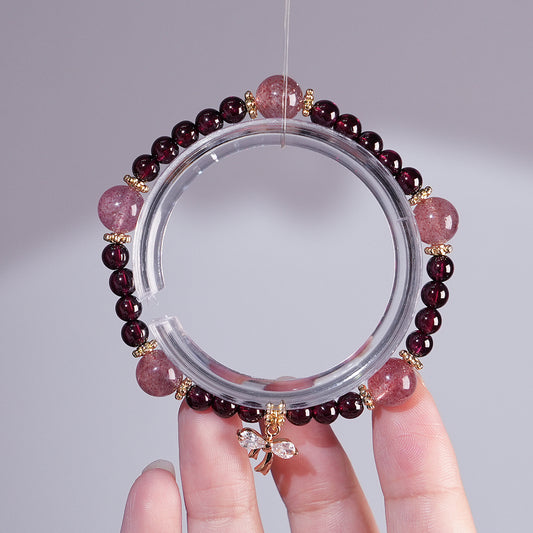 Bracelet｜"Encounter Bliss" Strawberry Quartz & Garnet for Love & Vitality