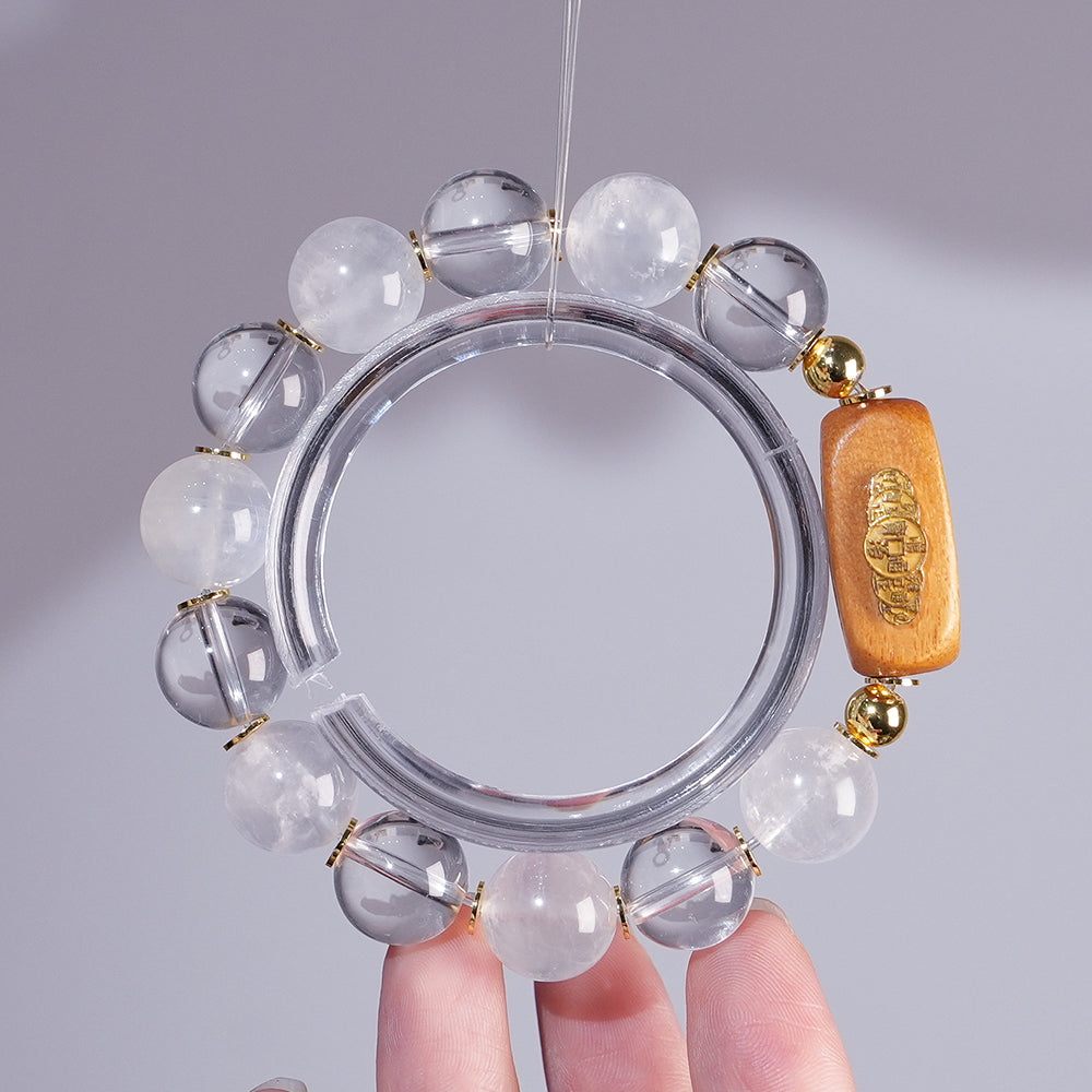 Bracelet｜"Protection" Clear Quartz & Moonstone for Energy, Sleep & Focus