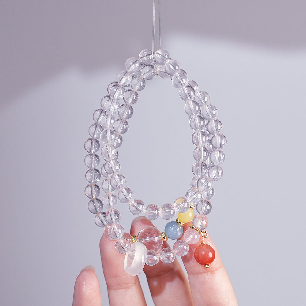 Double-wrap Bracelet｜"Longing Guide" Clear Quartz & Nanhong Agate for Protection & Energy Boost