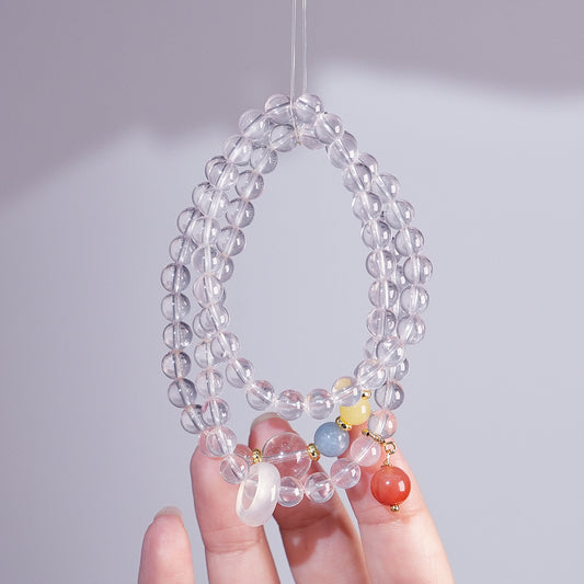 Double-wrap Bracelet｜"Longing Guide" Clear Quartz & Nanhong Agate for Protection & Energy Boost