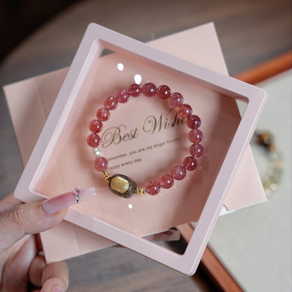 Bracelet｜"Strawberry Coconut" Strawberry Quartz & Agarwood for Love & Abundance
