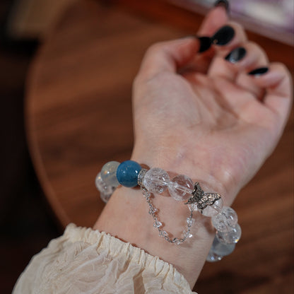 Bracelet｜"Salt Lake Sky" White Aura Quartz & Aquamarine for Clarity & Purification