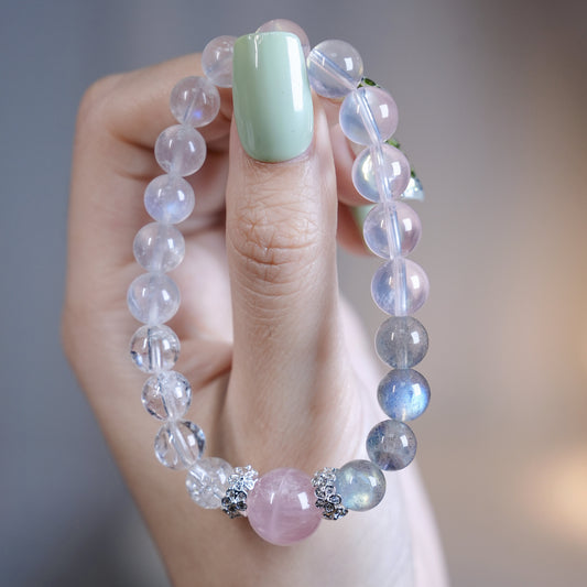 Bracelet｜"Pink Kite Dream" Rose Quartz & Moonstone for Love & Dreams