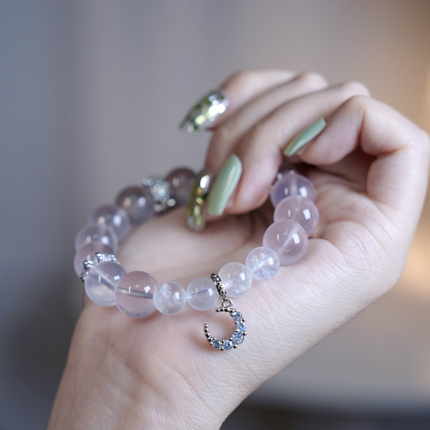 Bracelet｜"Mountain Cherry Moon" Star Rose Quartz & Moonstone for Love & Intuition