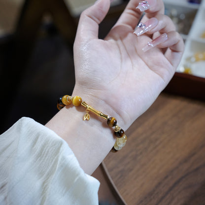 Bracelet｜"Lucky Wealth Bamboo" Tiger's Eye & Yellow Jasper for Grounded Prosperity