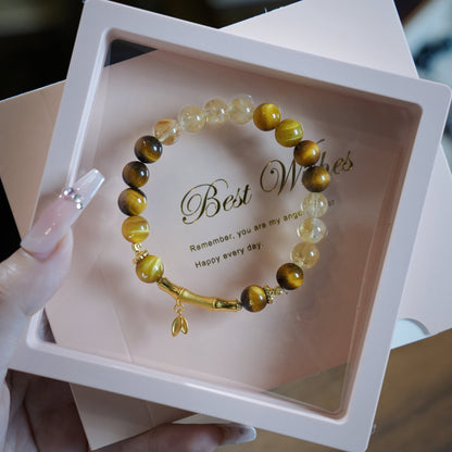Bracelet｜"Lucky Wealth Bamboo" Tiger's Eye & Yellow Jasper for Grounded Prosperity