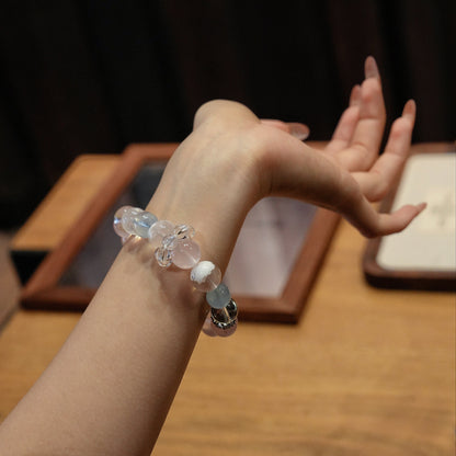 Bracelet｜"Spring Breeze Smile" Pink Quartz & Aquamarine for Charm & Purification