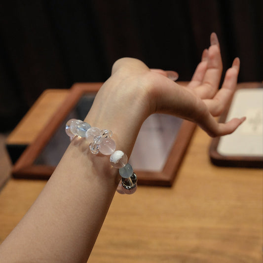 Bracelet｜"Spring Breeze Smile" Pink Quartz & Aquamarine for Charm & Purification