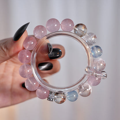 Bracelet｜"Spring Breeze Smile" Pink Quartz & Aquamarine for Charm & Purification