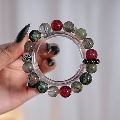 Bracelet｜"Flourishing Business" Green Phantom & Seraphinite for Career & Wealth