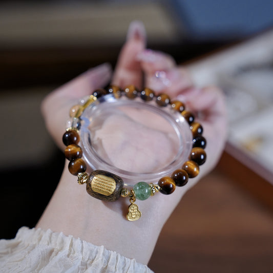 Bracelet｜"Agarwood Amber" Tiger's Eye & Agarwood for Strength & Grounding