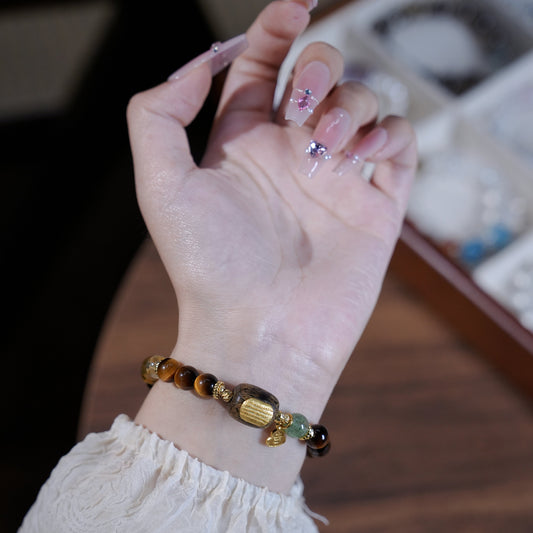 Bracelet｜"Agarwood Amber" Tiger's Eye & Agarwood for Strength & Grounding