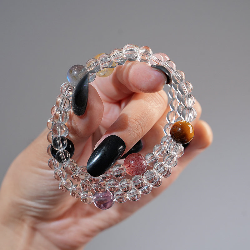 Two-wrap Bracelet｜"Stellar Fusion" Multi-Crystal Triple Strand for Comprehensive Blessing