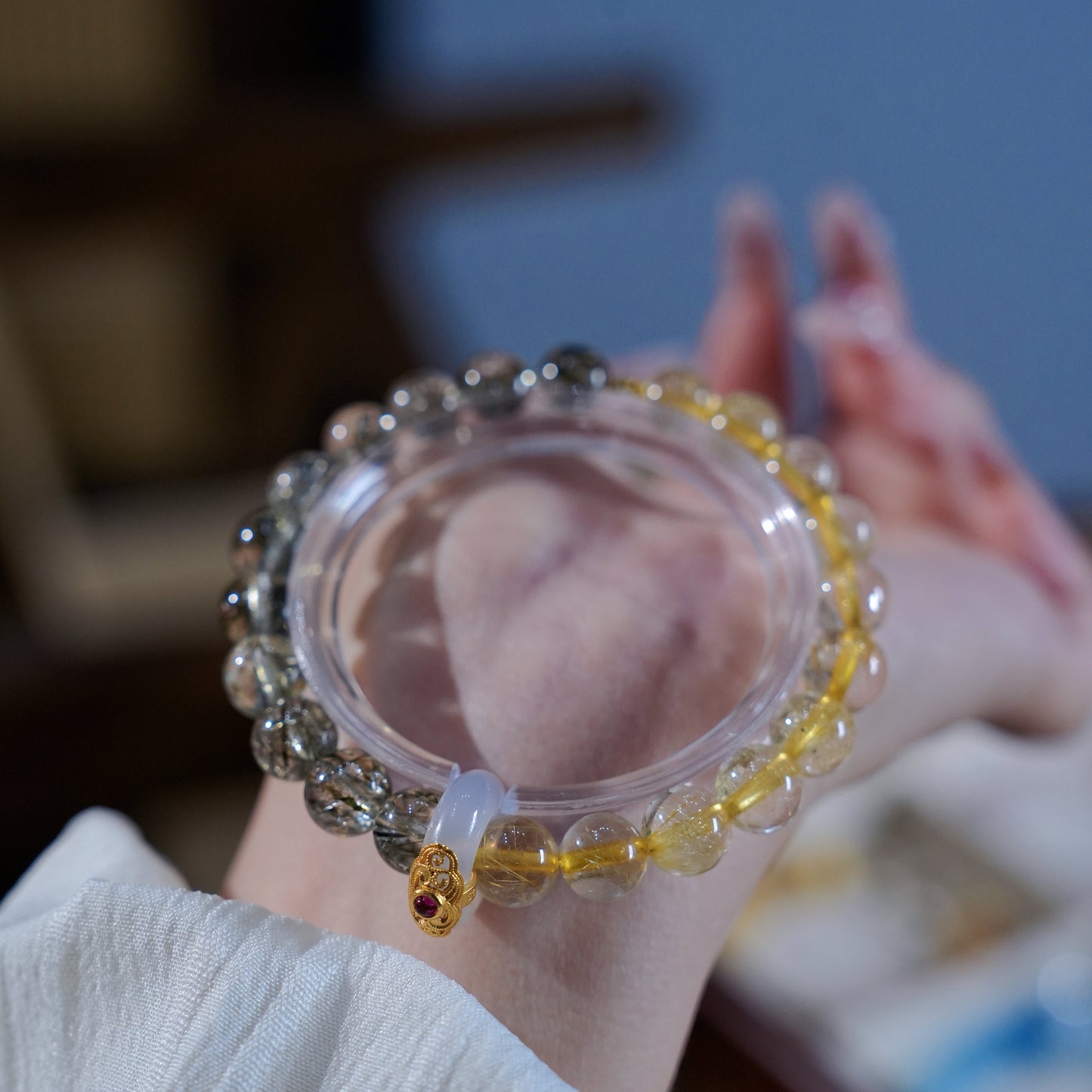 Bracelet｜"Wealth in Thousands" Citrine & Green Tourmalinated Quartz for Abundance & Health