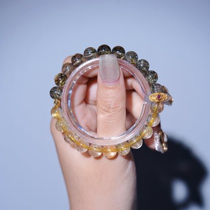 Bracelet｜"Wealth in Thousands" Citrine & Green Tourmalinated Quartz for Abundance & Health