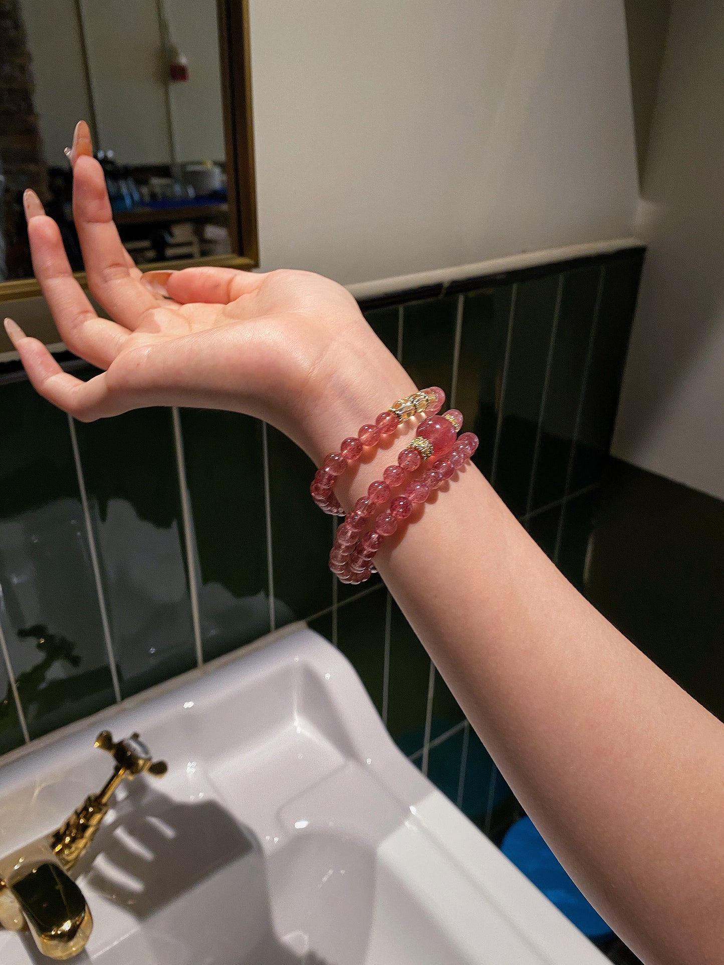 Multi-wrap Bracelet｜"Maiden's Dream" Strawberry Quartz & Clear Quartz for Love Attraction