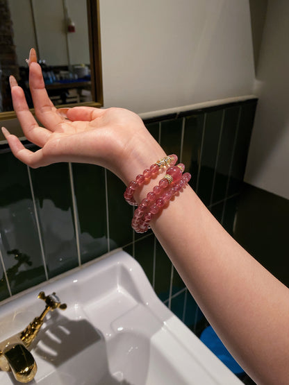 Multi-wrap Bracelet｜"Maiden's Dream" Strawberry Quartz & Clear Quartz for Love Attraction
