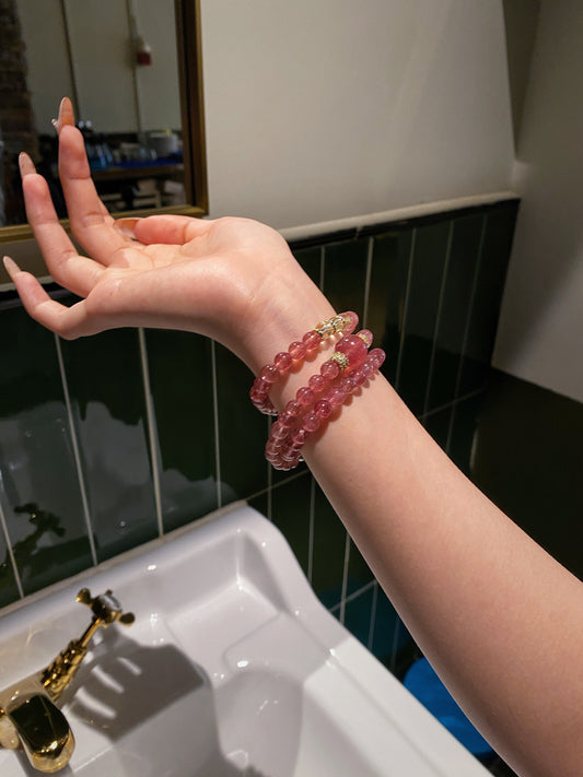 Multi-wrap Bracelet｜"Maiden's Dream" Strawberry Quartz & Clear Quartz for Love Attraction