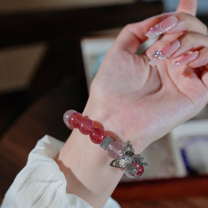 Bracelet｜"Pink Silver Sprite" Strawberry Quartz & Star Rose Quartz for Love & Charm