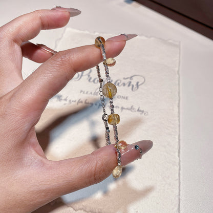 Chain Bracelet｜"Floating Gold Wealth" Golden Rutilated Quartz & Citrine for Prosperity