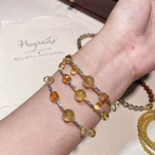 Chain Bracelet｜"Floating Gold Wealth" Golden Rutilated Quartz & Citrine for Prosperity