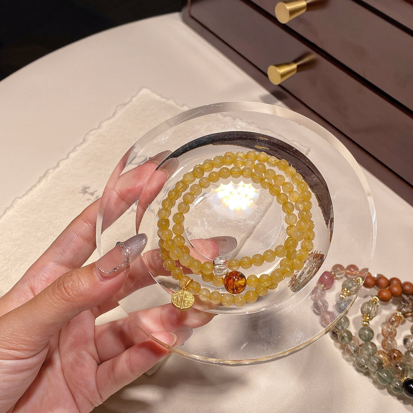 Double-wrap Bracelet｜"Wealth Code" Golden Rutilated Quartz & Clear Quartz for Abundance & Protection