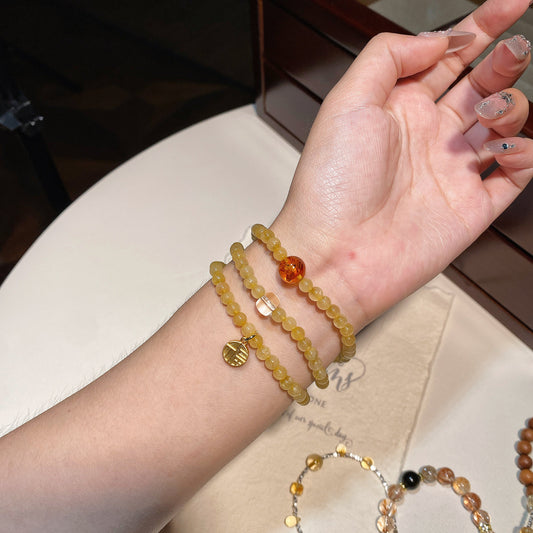 Double-wrap Bracelet｜"Wealth Code" Golden Rutilated Quartz & Clear Quartz for Abundance & Protection