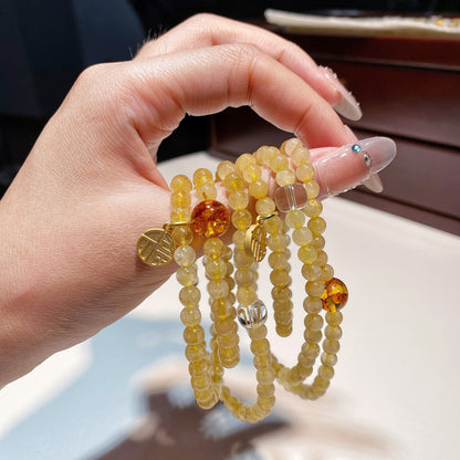 Double-wrap Bracelet｜"Wealth Code" Golden Rutilated Quartz & Clear Quartz for Abundance & Protection