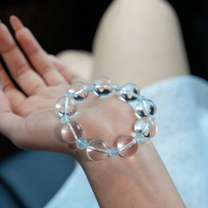 Bracelet｜"Glacier Bloom" Clear Quartz & Aquamarine for Purification & Healing