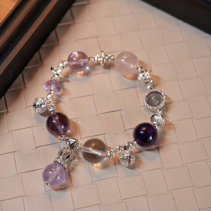 Bracelet｜"Purple Bellflower" Amethyst & Pink Quartz for Charm & Spirituality