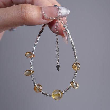 Chain Bracelet｜"Floating Gold Wealth" Golden Rutilated Quartz & Citrine for Prosperity