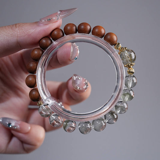 Bracelet｜"New Growth" Green Phantom Quartz & Sandalwood for Career & Wealth